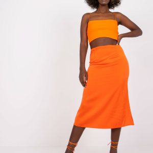 Orange midi trapezoidal skirt Terrassa RUE PARIS