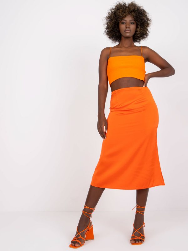 Orange midi trapezoidal skirt Terrassa RUE PARIS