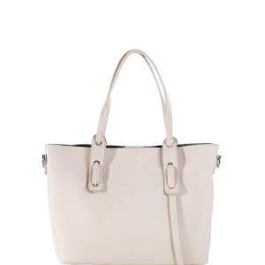 Light Beige Roomy Eco Leather Shoulder Bag