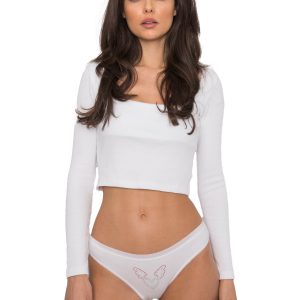 White women's briefs with rhinestones