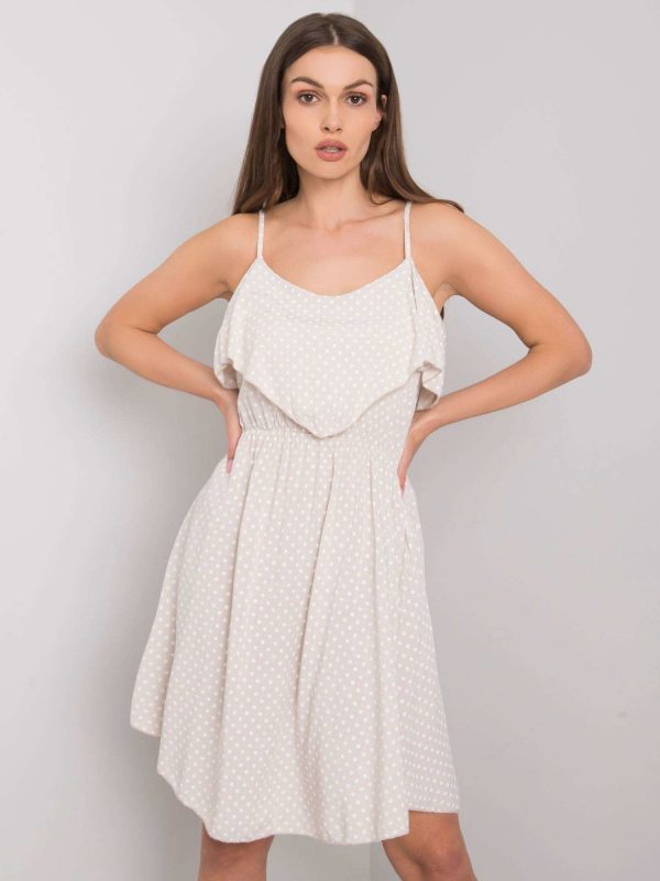 Beige and white polka dot dress Ilene