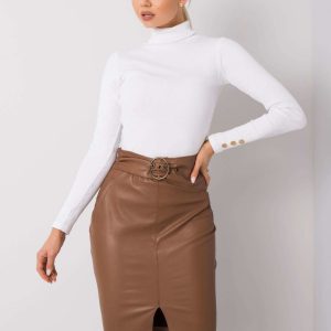 Brown skirt made of eco-leather Carlie RUE PARIS