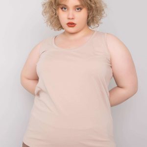 Beige cotton top plus size basic Keyla