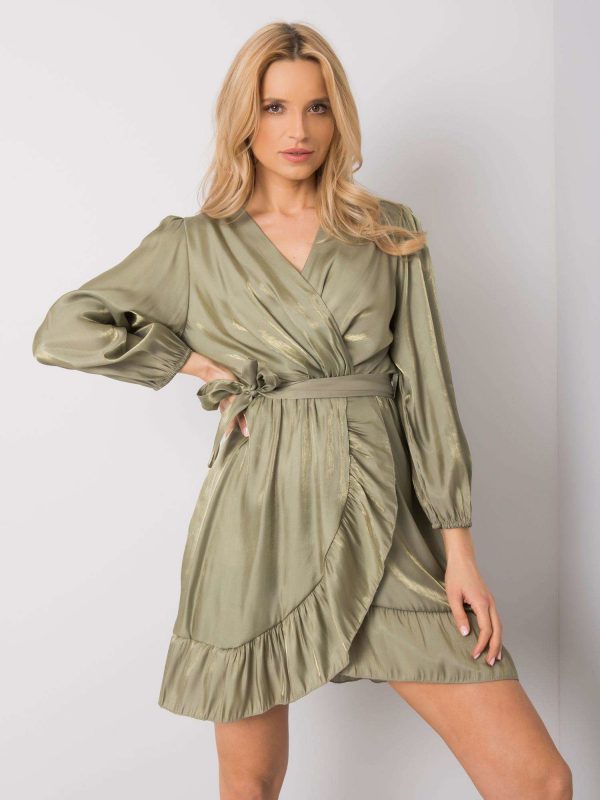 Bright khaki dress with flounce Jane