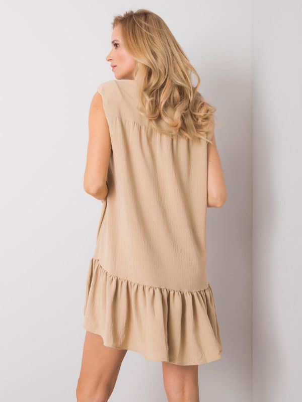 Beige dress with ruffle Odelia RUE PARIS