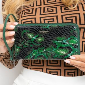 Blue and Green Women's Feather Motif Wallet