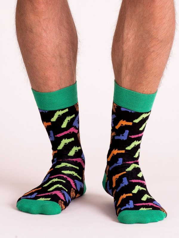 Black and Green Printed Men's Socks