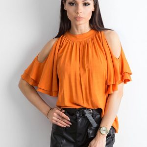 Orange blouse with cutouts on the shoulders