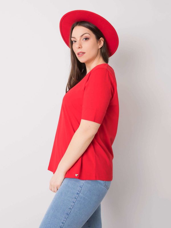 Red Plus Size Cotton T-Shirt Missy