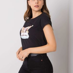 Black T-shirt with print Ibbie RUE PARIS