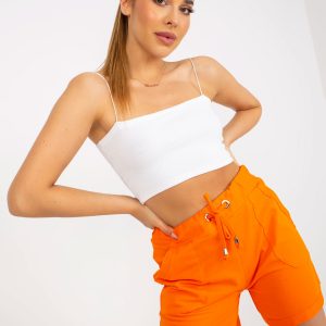 Orange Basic High Waist Sweatshirt Shorts