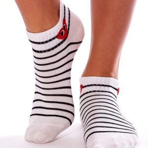 White 3-pack striped foot socks