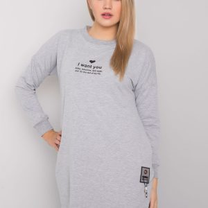 Grey melange tunic plus size in Maurita cotton