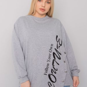 Grey melange blouse asymmetric plus size Elfriede