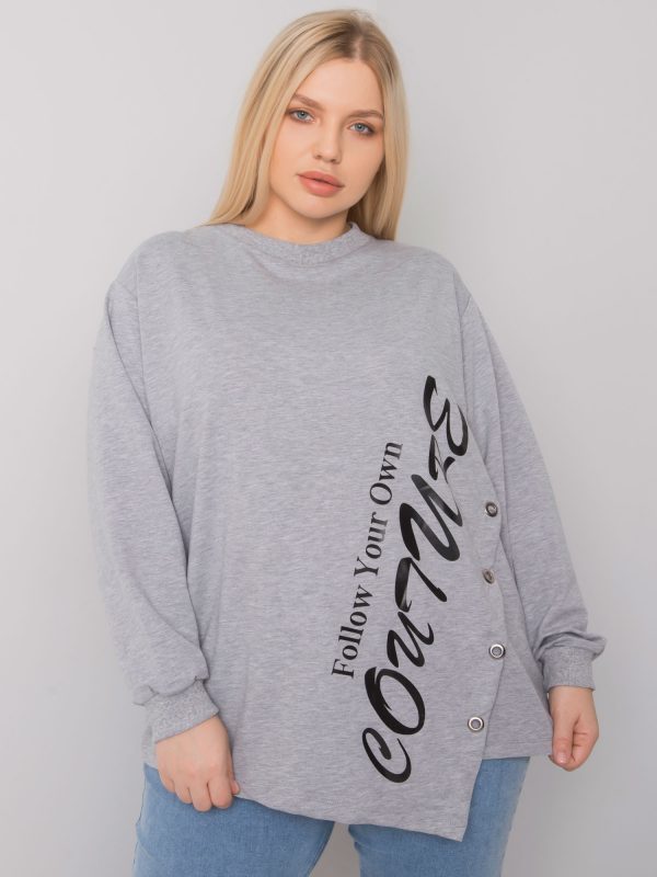 Grey melange blouse asymmetric plus size Elfriede