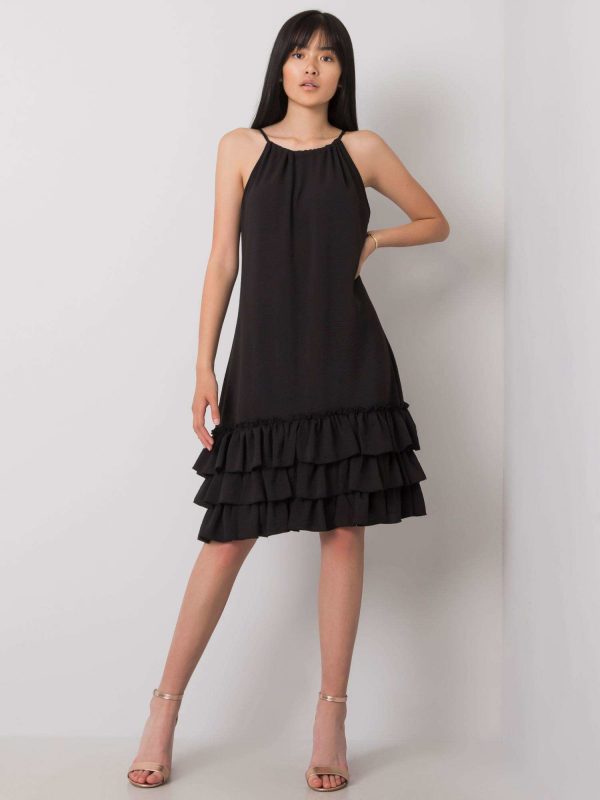 Black dress with ruffle Routh RUE PARIS