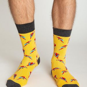 Yellow Cotton Mens Socks