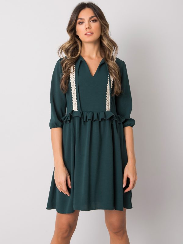 Green dress with viscose Crystal RUE PARIS