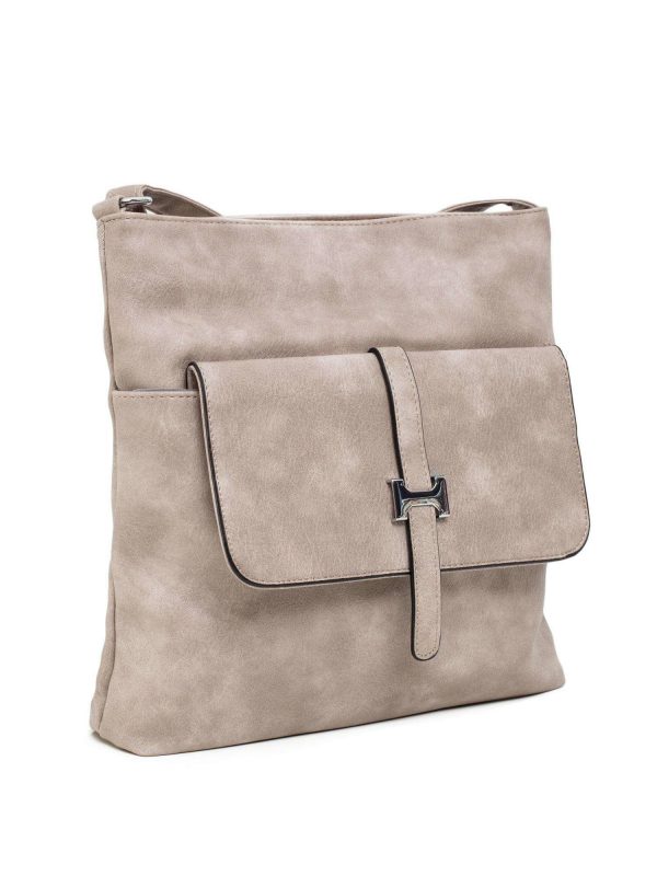 Dark beige handbag with flip