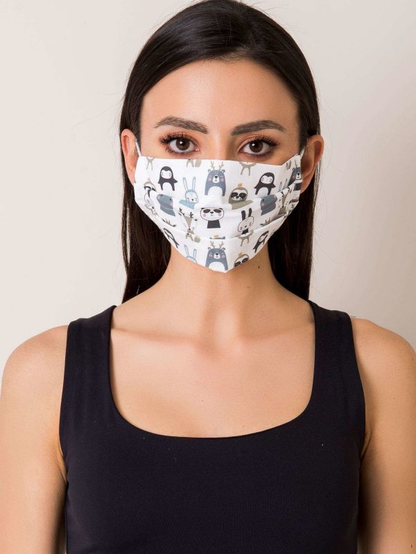 White protective mask with print