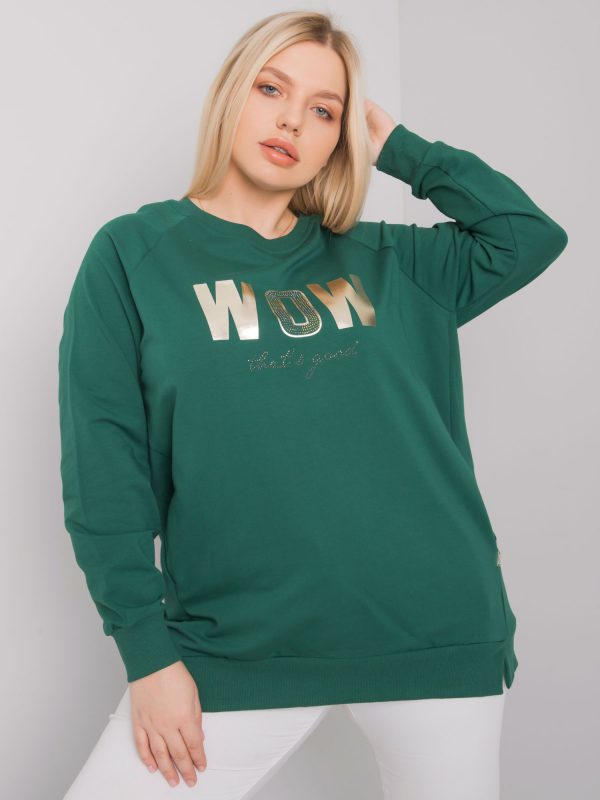 Dark Green Plus Size Long Sleeve Holdenville Blouse