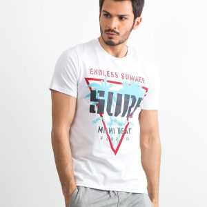 Men's White Cotton Printed T-Shirt