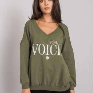 Khaki sweatshirt for women with inscription Maral