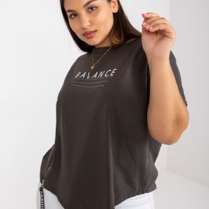 Khaki Loose Plus Size Cotton T-Shirt