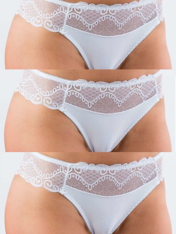 3 PAK White Tango Panties with Lace