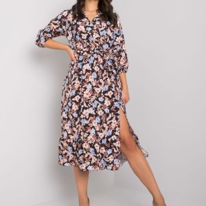 Erine RUE PARIS Black Floral Ruffle Dress