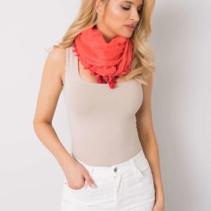 Coral scarf with fringes