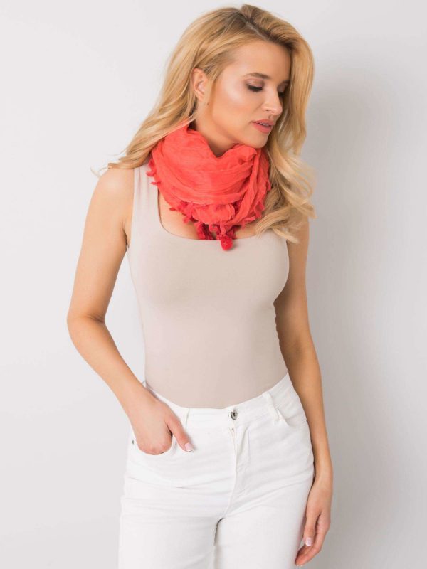 Coral scarf with fringes