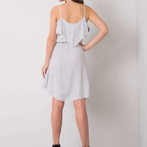 White and navy blue polka dot dress Ilene