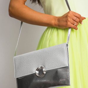 Silver clutch bag with decorative clasp