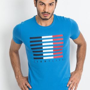 TOMMY LIFE Blue T-shirt for men with print