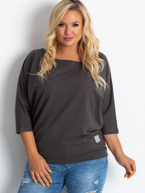 Graphite blouse with tie at the back PLUS SIZE Ideological