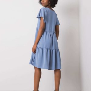 Blue Ruffle Dress Manette RUE PARIS