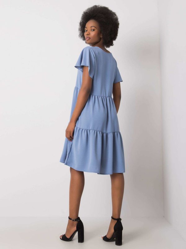 Blue Ruffle Dress Manette RUE PARIS