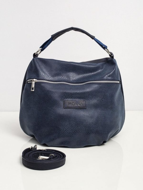 Navy blue handbag with animal motif