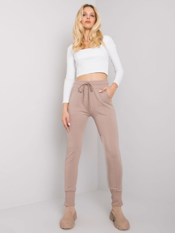 Dark beige sweatpants with pockets Naomi RUE PARIS