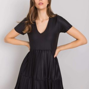 Black Pleated Dress Yazmin RUE PARIS