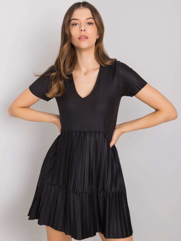 Black Pleated Dress Yazmin RUE PARIS