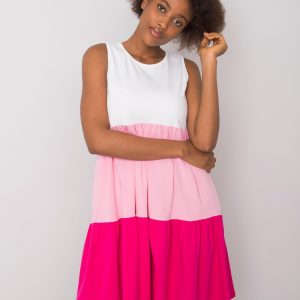 Sheyla RUE PARIS white and pink cotton dress