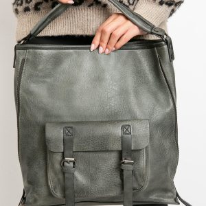 Grey eco leather bag with pocket