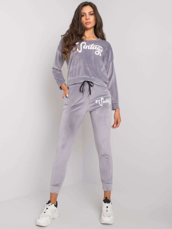 Grey two-piece Saddie velour set