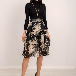 RUE PARIS Black and beige skirt Lidia