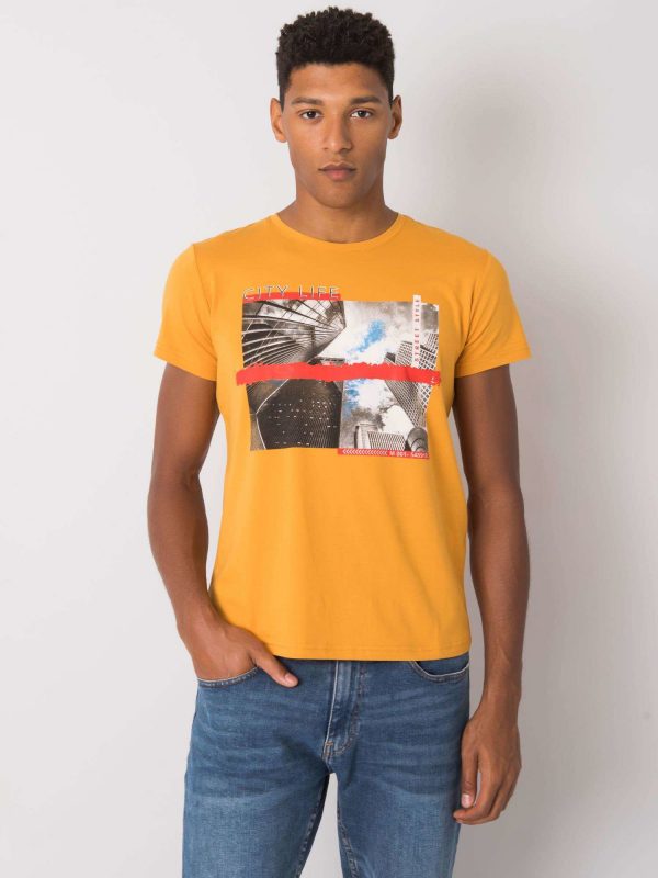 Men's mustard t-shirt with print Deacon