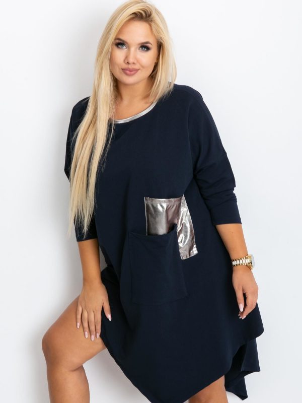 Navy blue plus size tunic Magnify