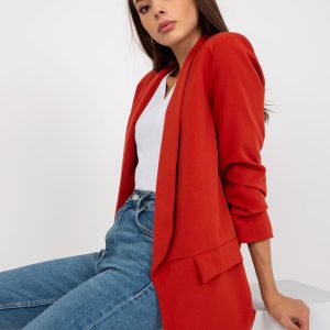 Brick elegant jacket with ruffle Adela