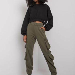 Khaki women's sweatpants with pockets Mila RUE PARIS